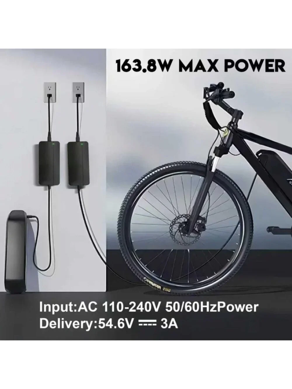 54.6V 3A Fast Charger for Electric Bikes & Scooters, Universal 7-in-1, 48V